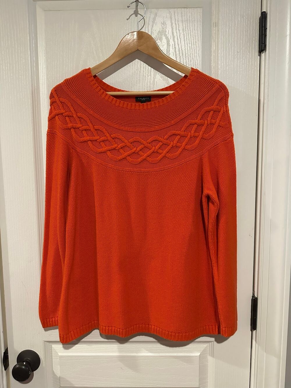 Women's Talbots Large Petite Fall Orange Sweater knit Cotton Blend